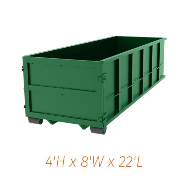 to schedule a delivery of the twenty-yard dumpsters, simply contact a reputable dumpster rental company and provide your location and rental period